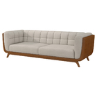 Sofá 2 Lugares 180cm Coin Courino Caramelo | Linho Off White